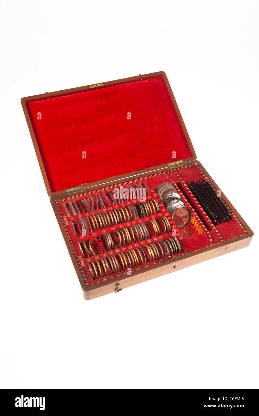 Ancien ensemble de lentilles optiques Banque D'Images