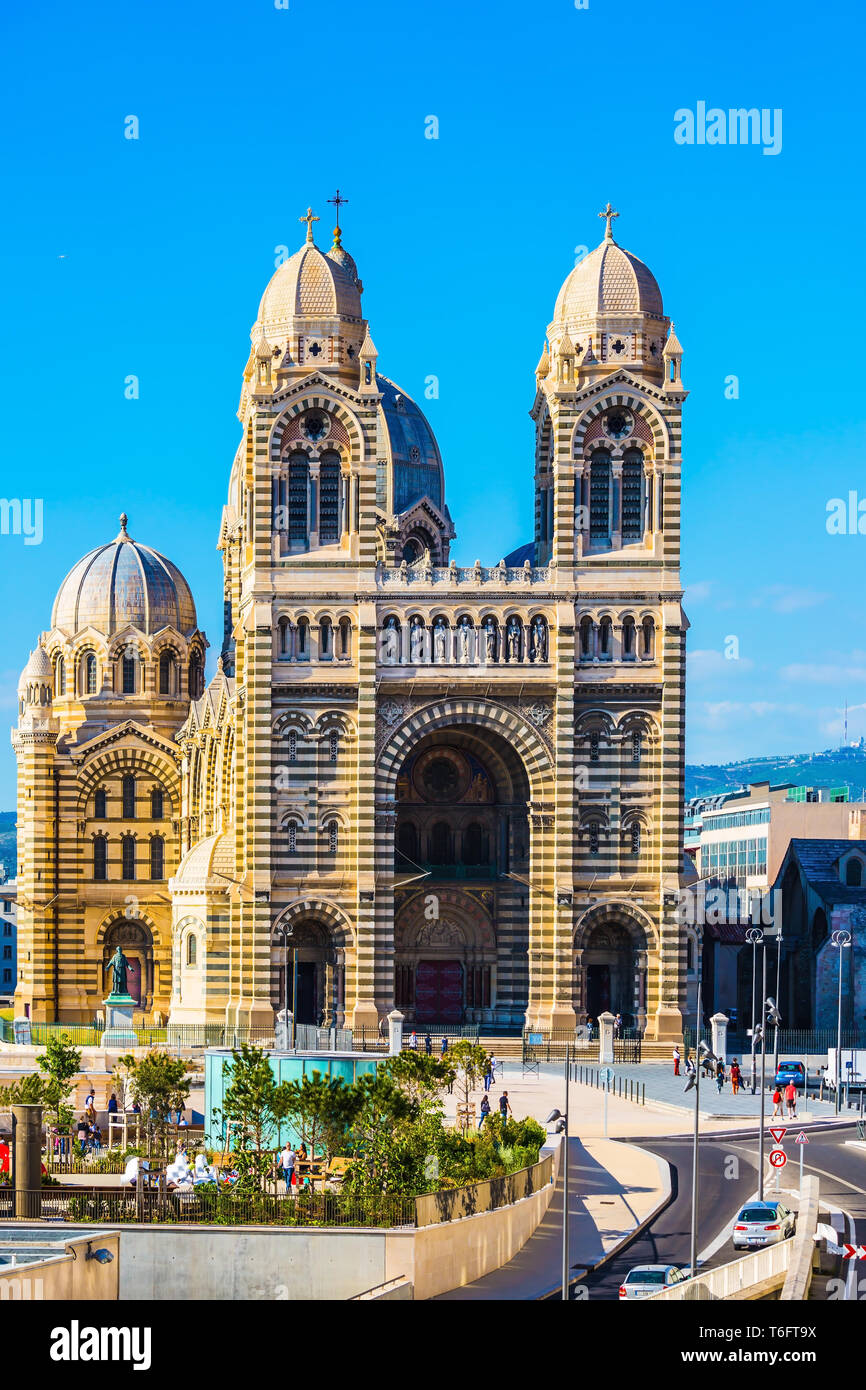 La façade de la cathédrale à Marseille Banque D'Images