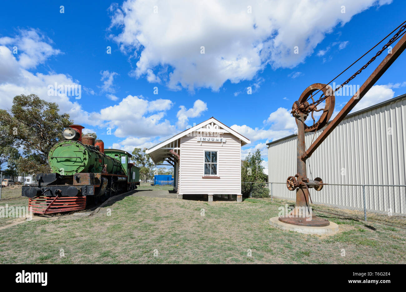 Juin historique gare ferroviaire, 1920-1967, consacré au service de l'agriculture et les industries d'extraction du charbon. Au sud-ouest du Queensland, Queensland, Australie Banque D'Images