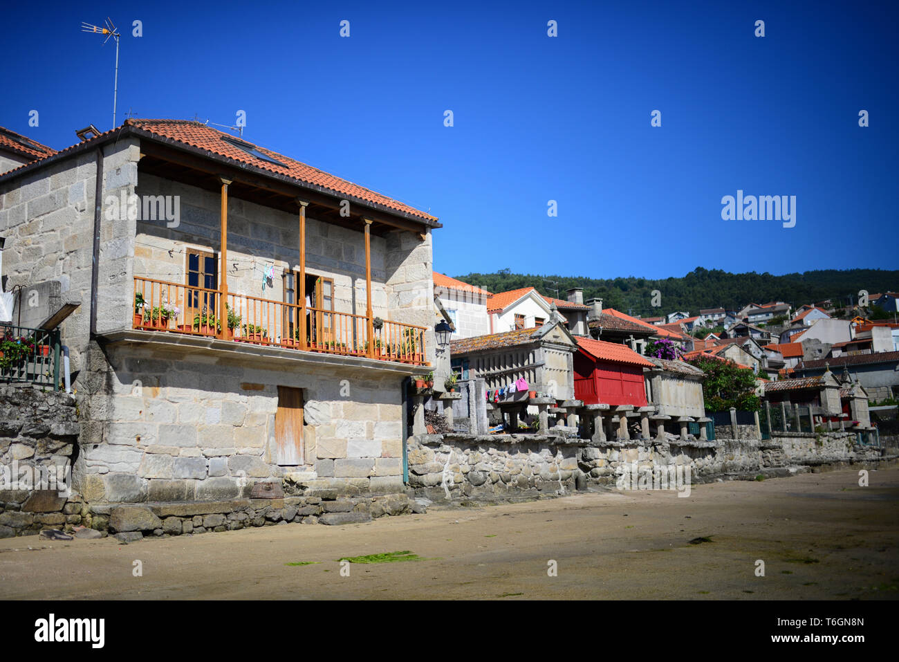 Combarro village dans la province de Pontevedra, Galice, Espagne Banque D'Images