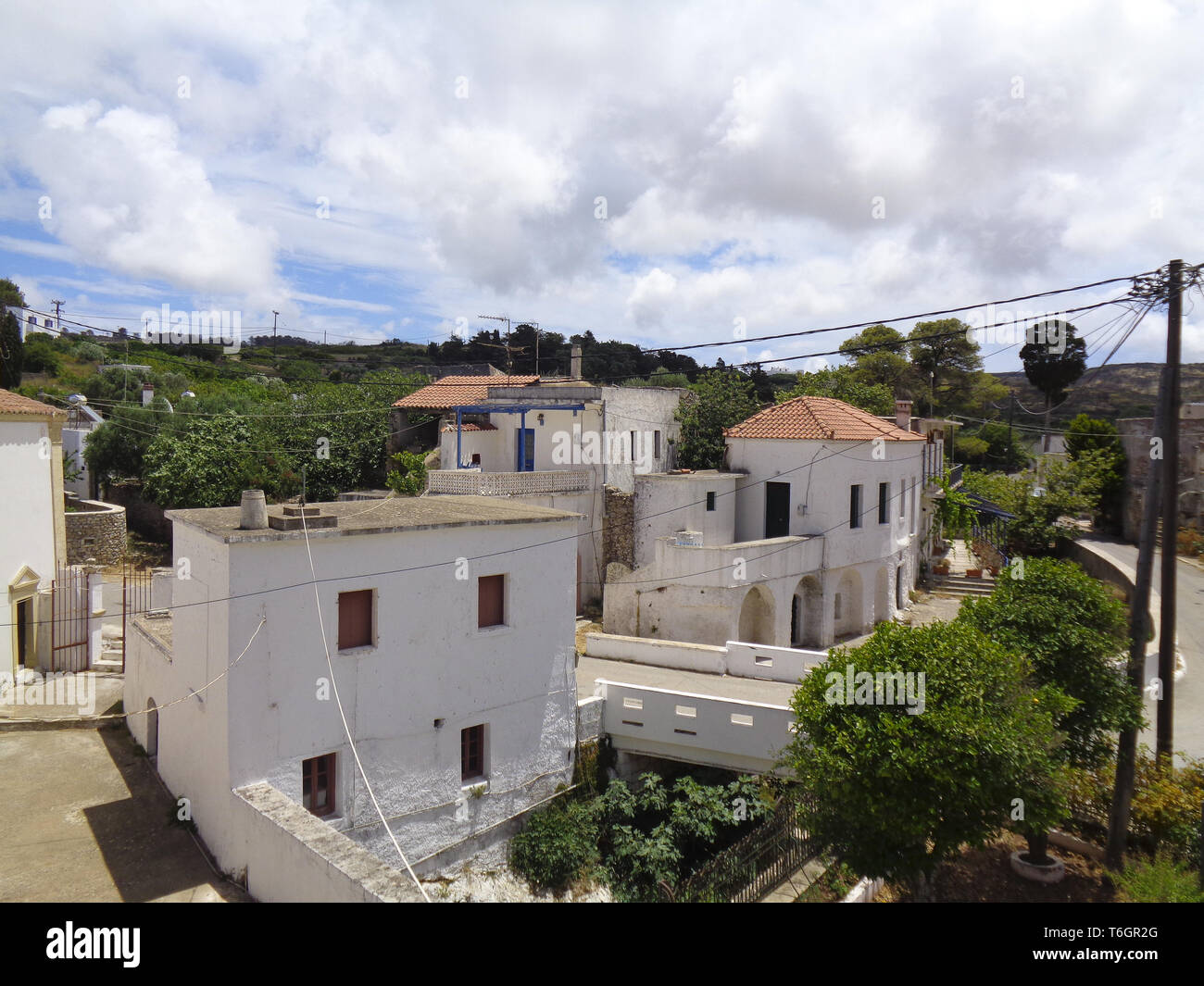 De vieilles maisons dans un petit village en Grèce Banque D'Images