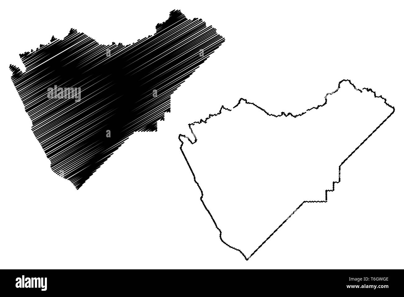 Comté de Mariposa, Californie (comtés de Californie, États-Unis d'Amérique,USA, États-Unis, US) map vector illustration, scribble sketch carte Mariposa Illustration de Vecteur