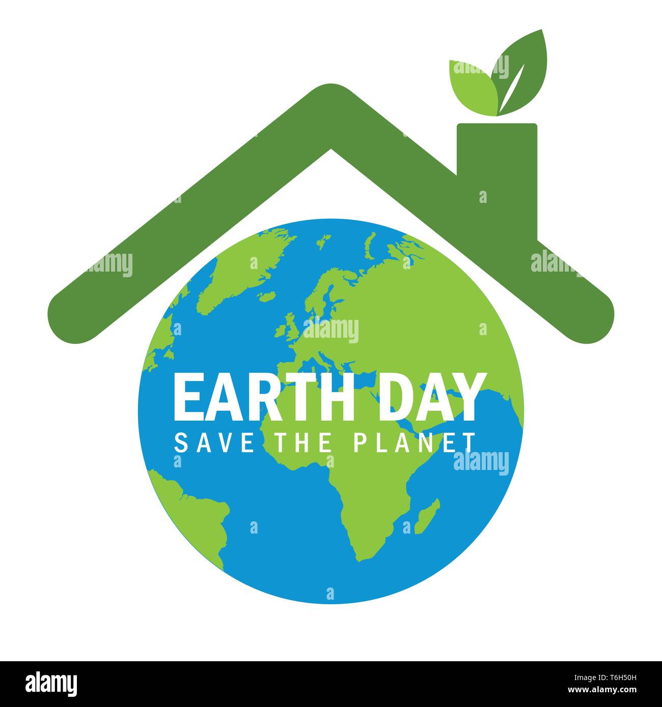 Globe avec toit pour la journée de la terre symbole de l'écologie avec des feuilles vertes illustration vecteur EPS10 Illustration de Vecteur