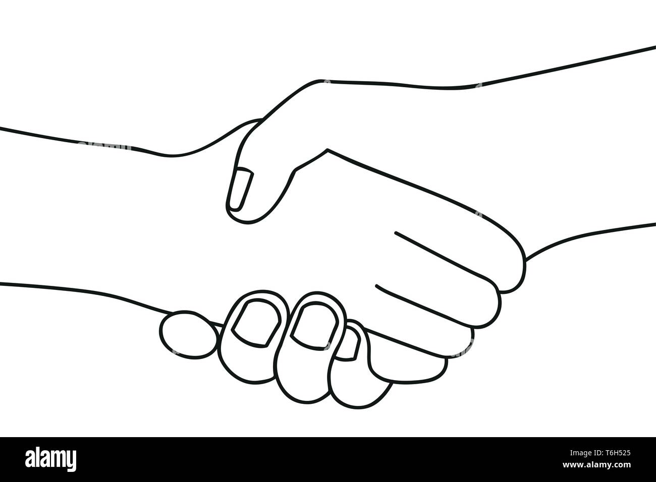 Poignée de deux personnes se serrent la main silhouette sur fond blanc vector illustration EPS10 Illustration de Vecteur