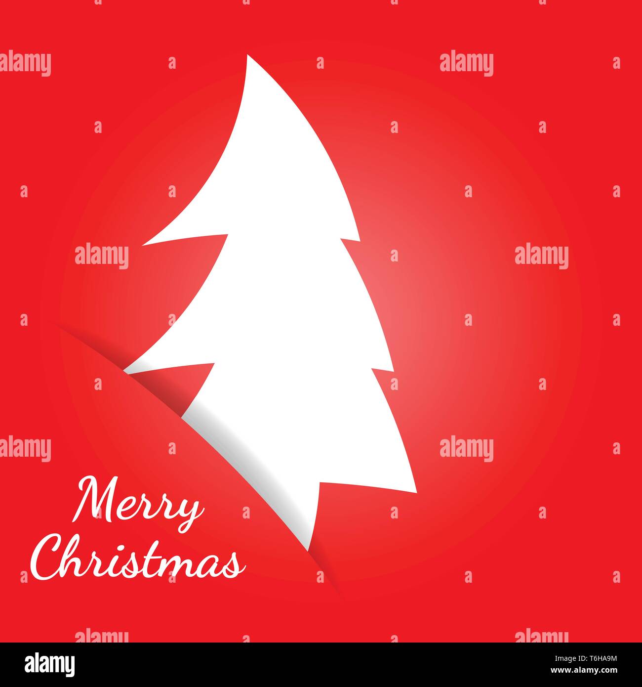 Carte de voeux de Noël dans un style minimaliste et télévision. WhiteChristmas papier caché dans l'arbre à sous papier Illustration de Vecteur