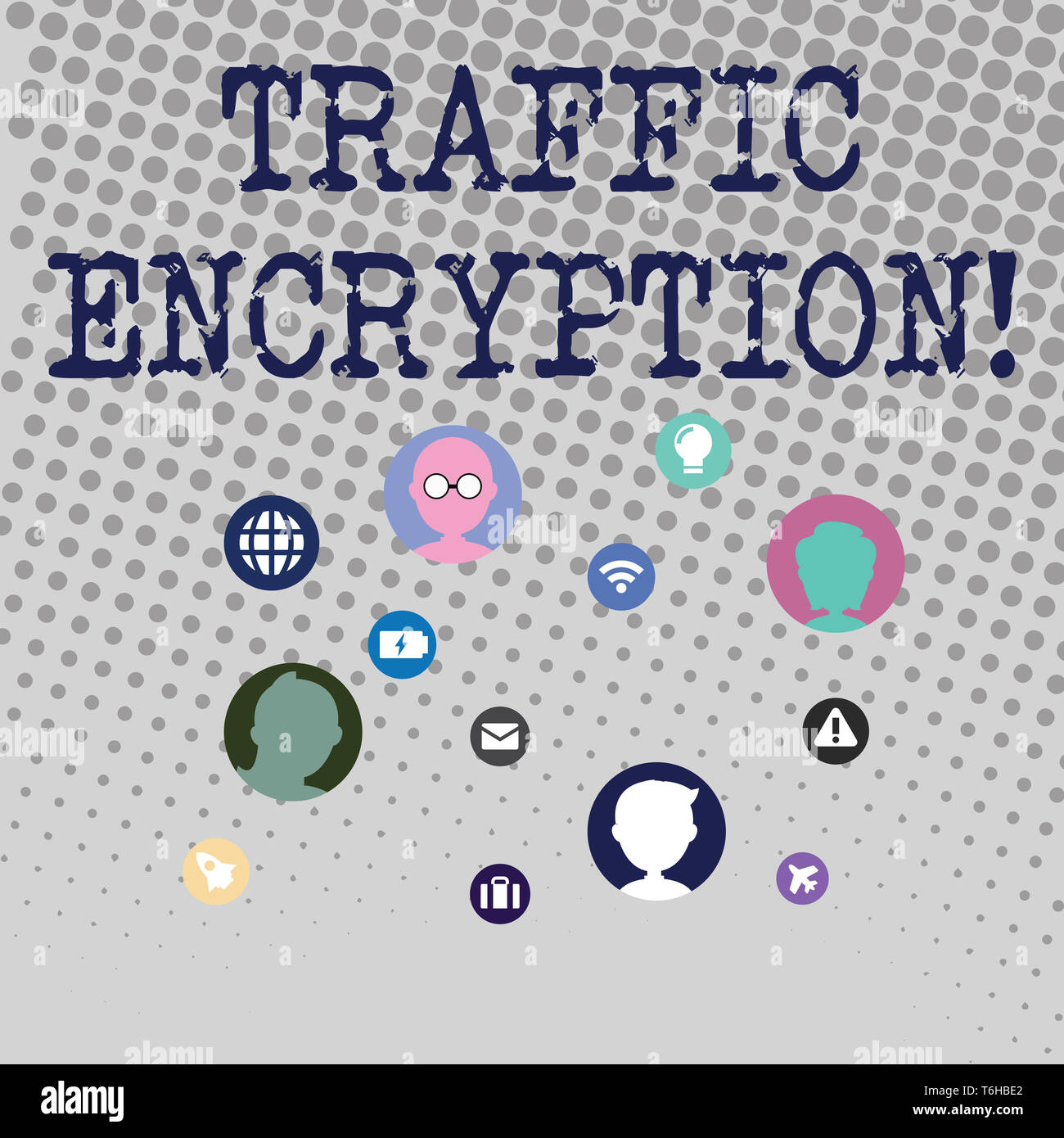 Texte de l'écriture écrit chiffrement du trafic. Photo conceptuelle méthodes de sécurisation de la transmission d'informations techniques de mise en réseau avec des icônes de Chat Banque D'Images