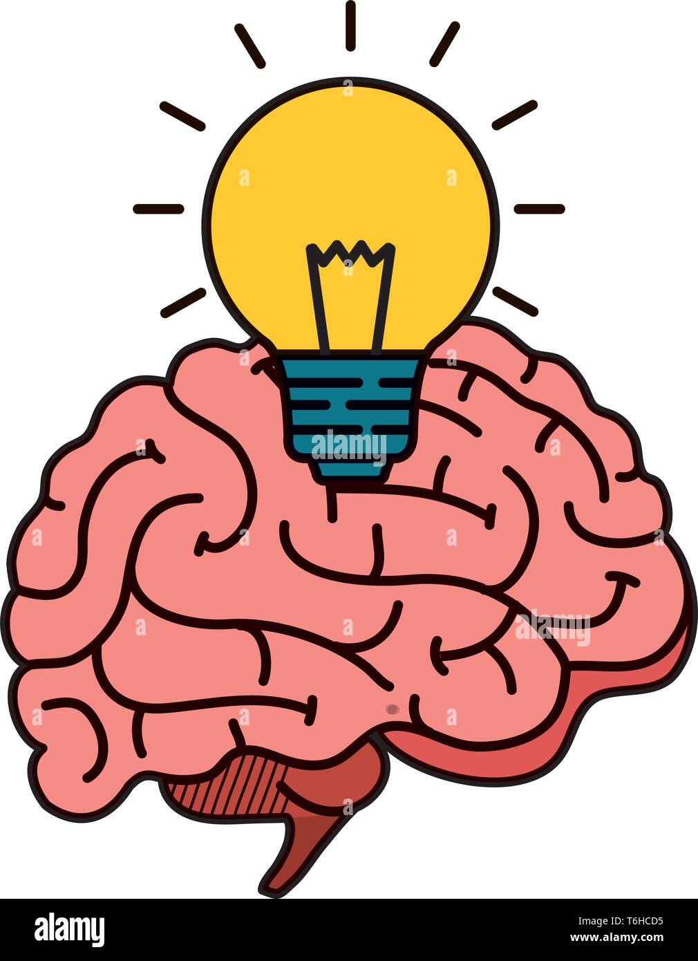 Les cerveau avec ampoule Image Vectorielle Stock - Alamy