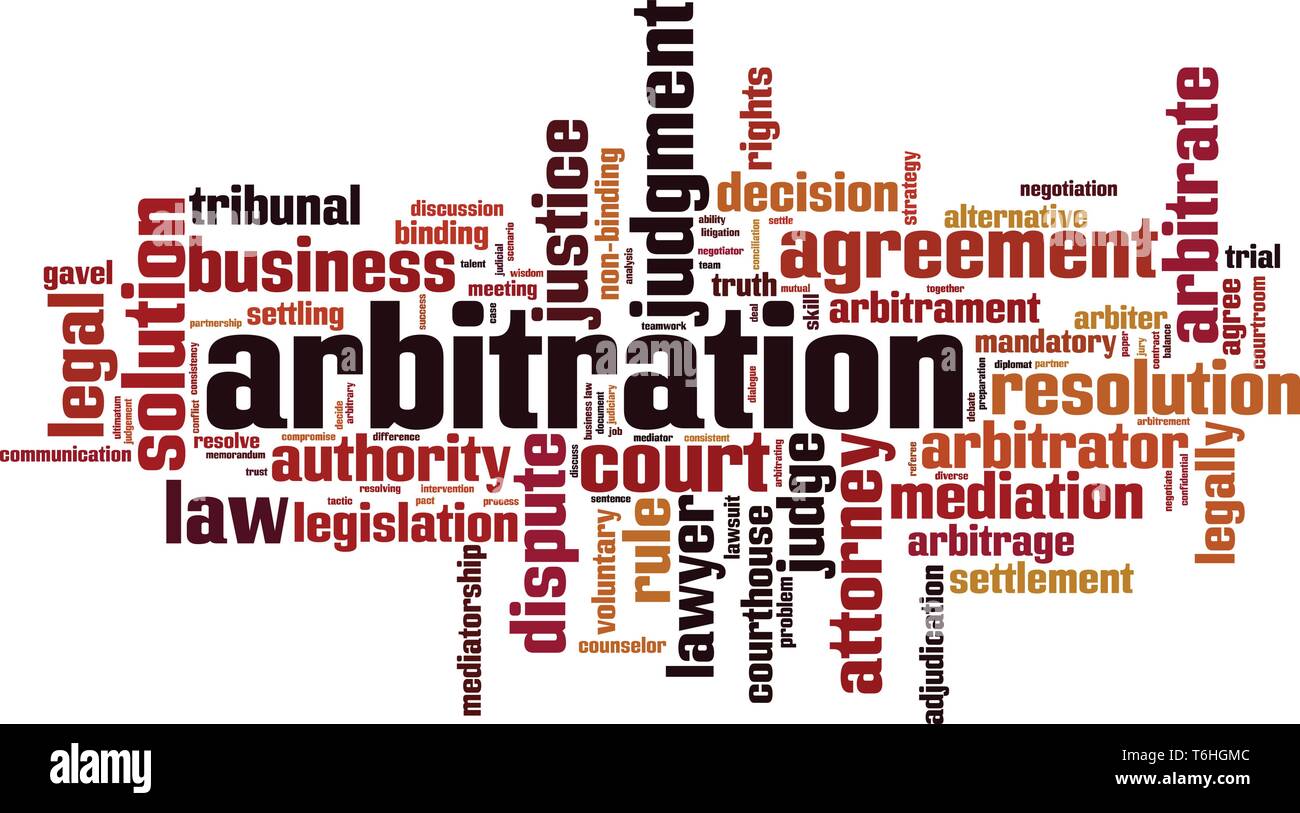 Mot d'arbitrage concept cloud. Collage de mots à propos de l'arbitrage. Vector illustration Illustration de Vecteur