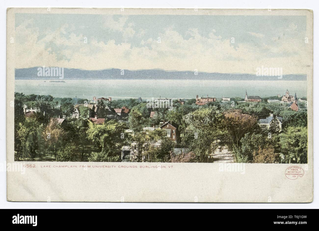 Detroit Publishing Company vintage postcard du Lac Champlain de l'université, Burlington, Vermont, 1914. À partir de la Bibliothèque publique de New York. () Banque D'Images