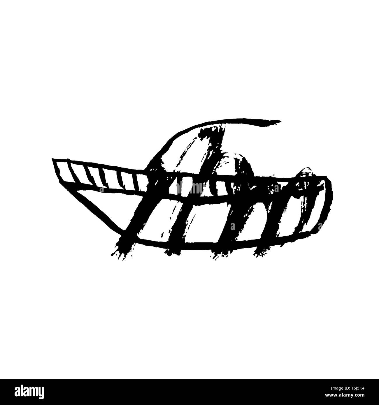 L'icône grunge en bateau. Vector illustration dessiné à la main. Illustration de Vecteur