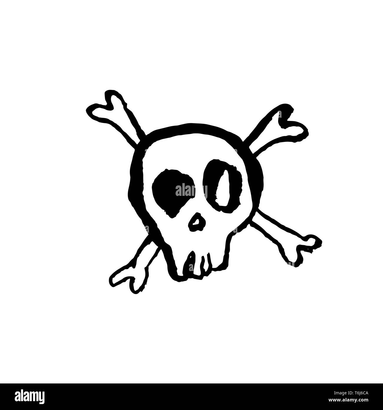 L'icône du crâne. Grunge brush isolated squelette. Vector illustration. Illustration de Vecteur