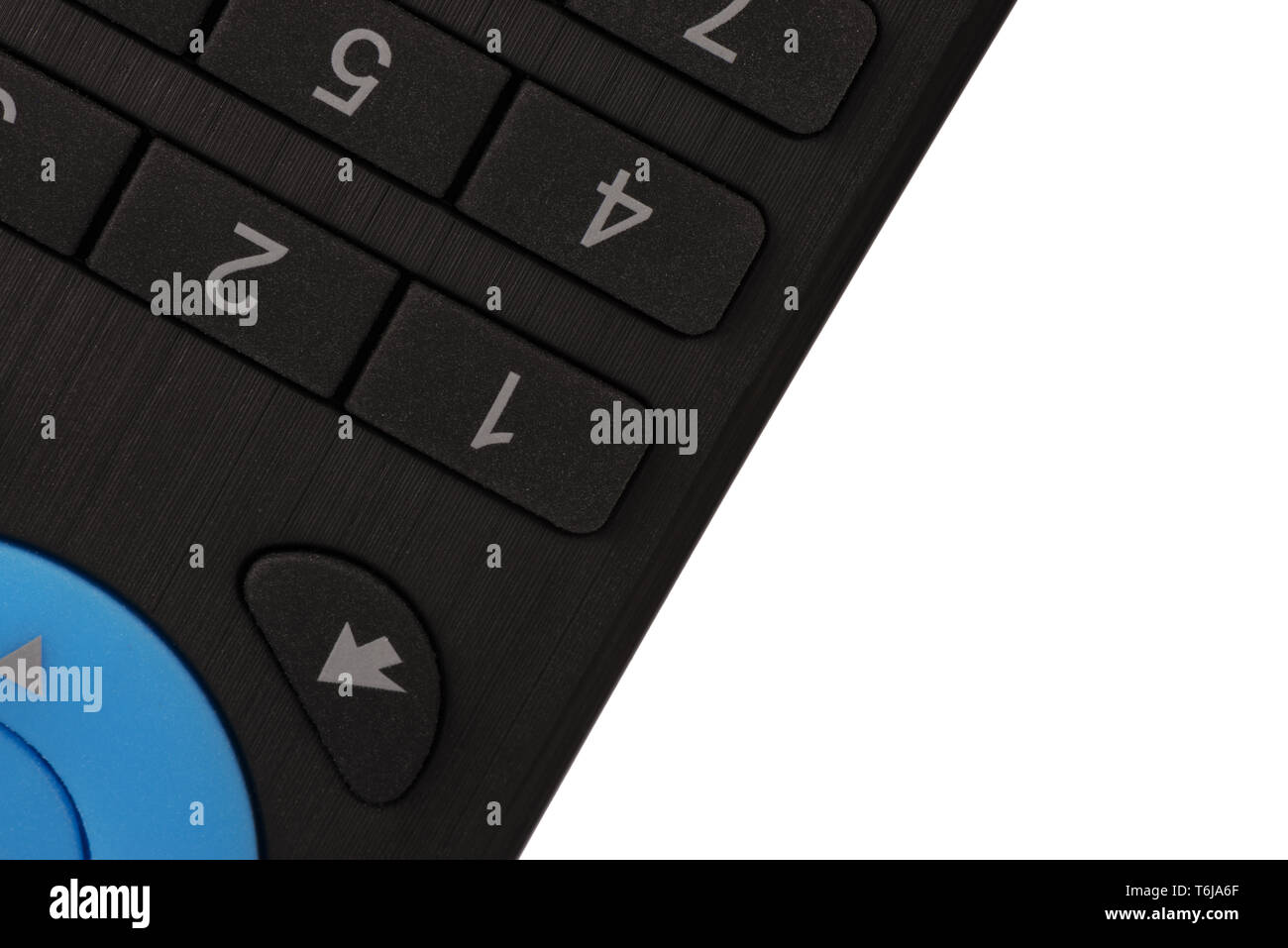 Vue de dessus sur le contrôle remonte, isolé sur fond blanc. Technologie concept. La macro photographie. Banque D'Images