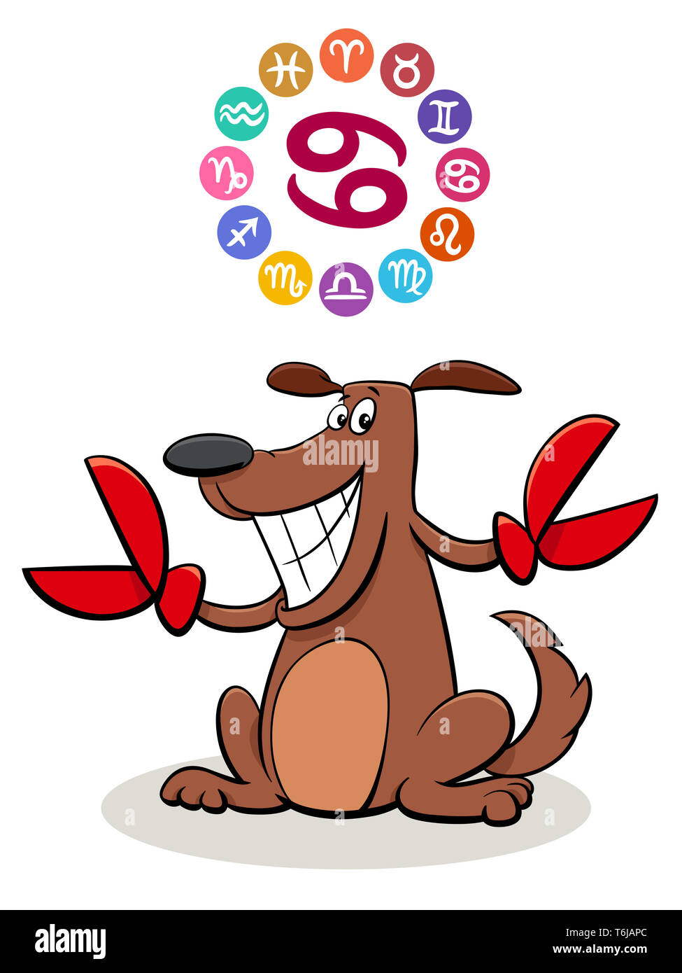 Signe astrologique Cancer avec cartoon dog Banque D'Images