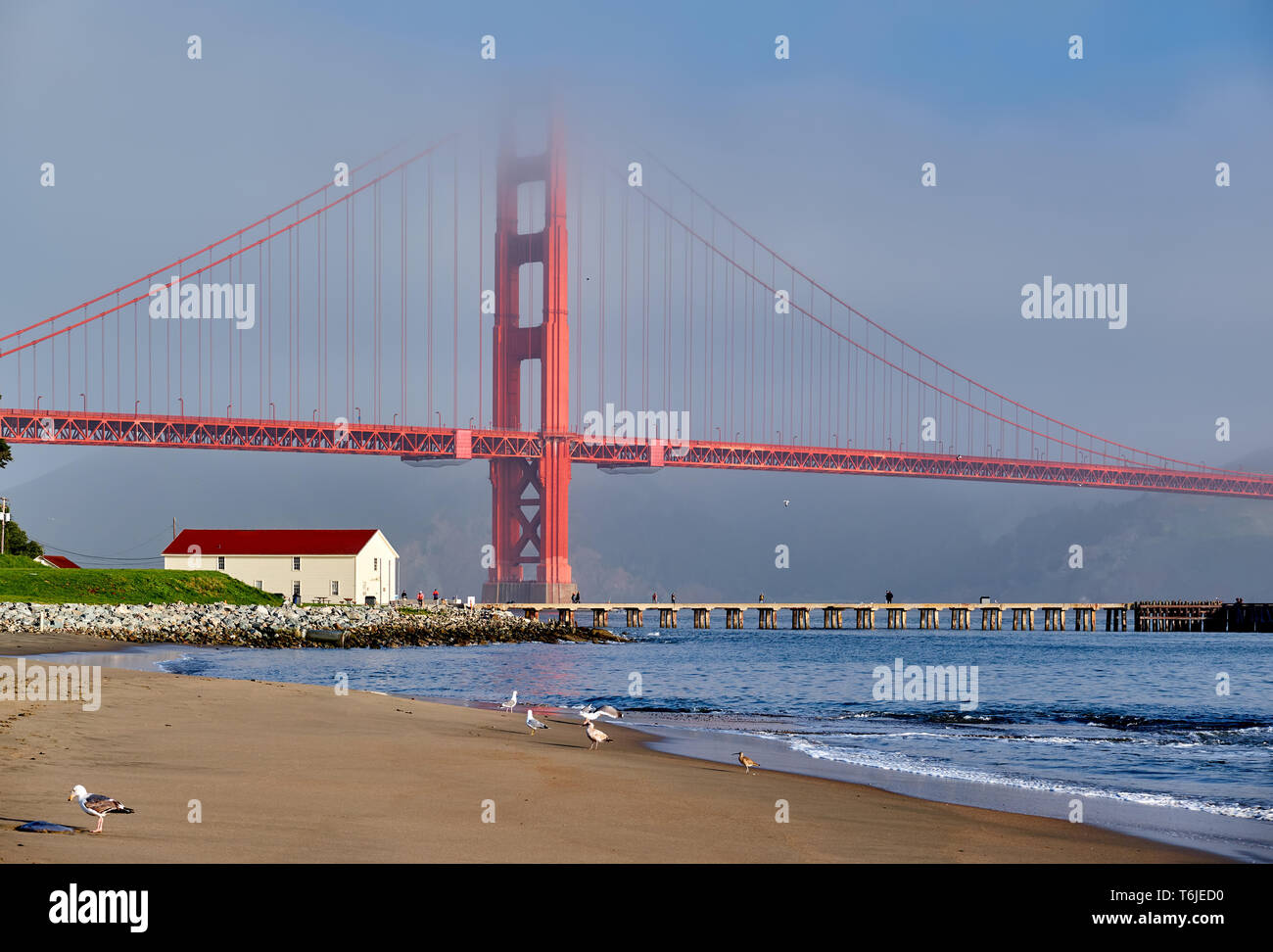 Vue sur la plage Golden Gate Bridge, San Francisco, Californie Banque D'Images