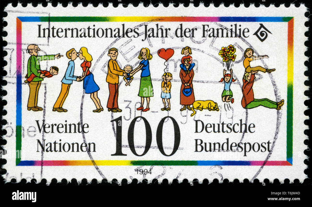 Timbre-poste de la République fédérale d'Allemagne dans l'Année internationale de la famille série émise en 1992 Banque D'Images