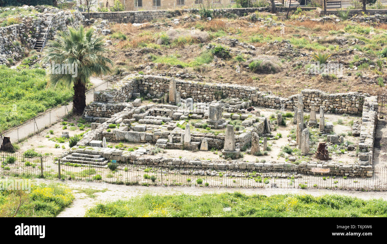 Temple d'obélisques, le site archéologique de Byblos, Jbeil, Liban Banque D'Images