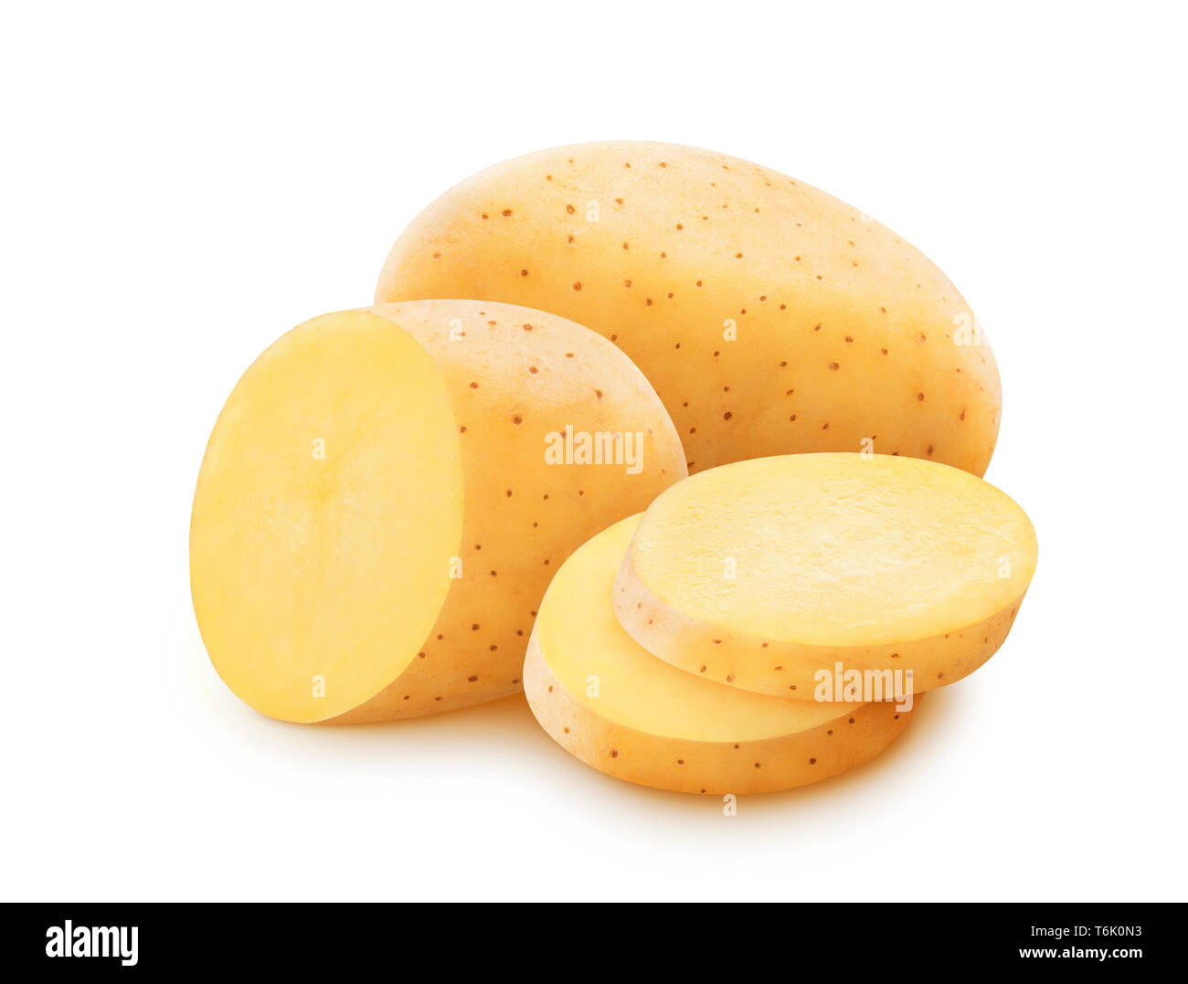 Pommes de terre crues isolé sur fond blanc avec clipping path Banque D'Images