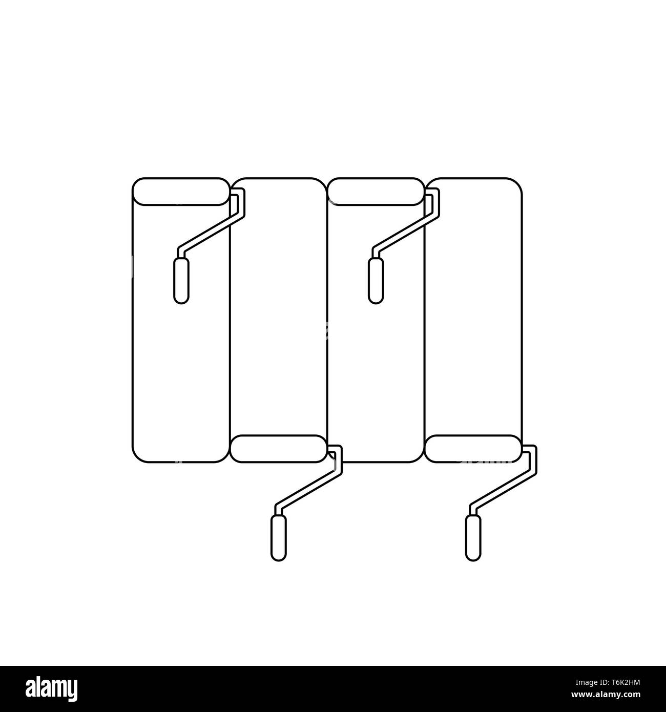 Icône vecteur concept de rouge, jaune, bleu et vert peinture pinceaux peinture murale. Contours noirs. Illustration de Vecteur
