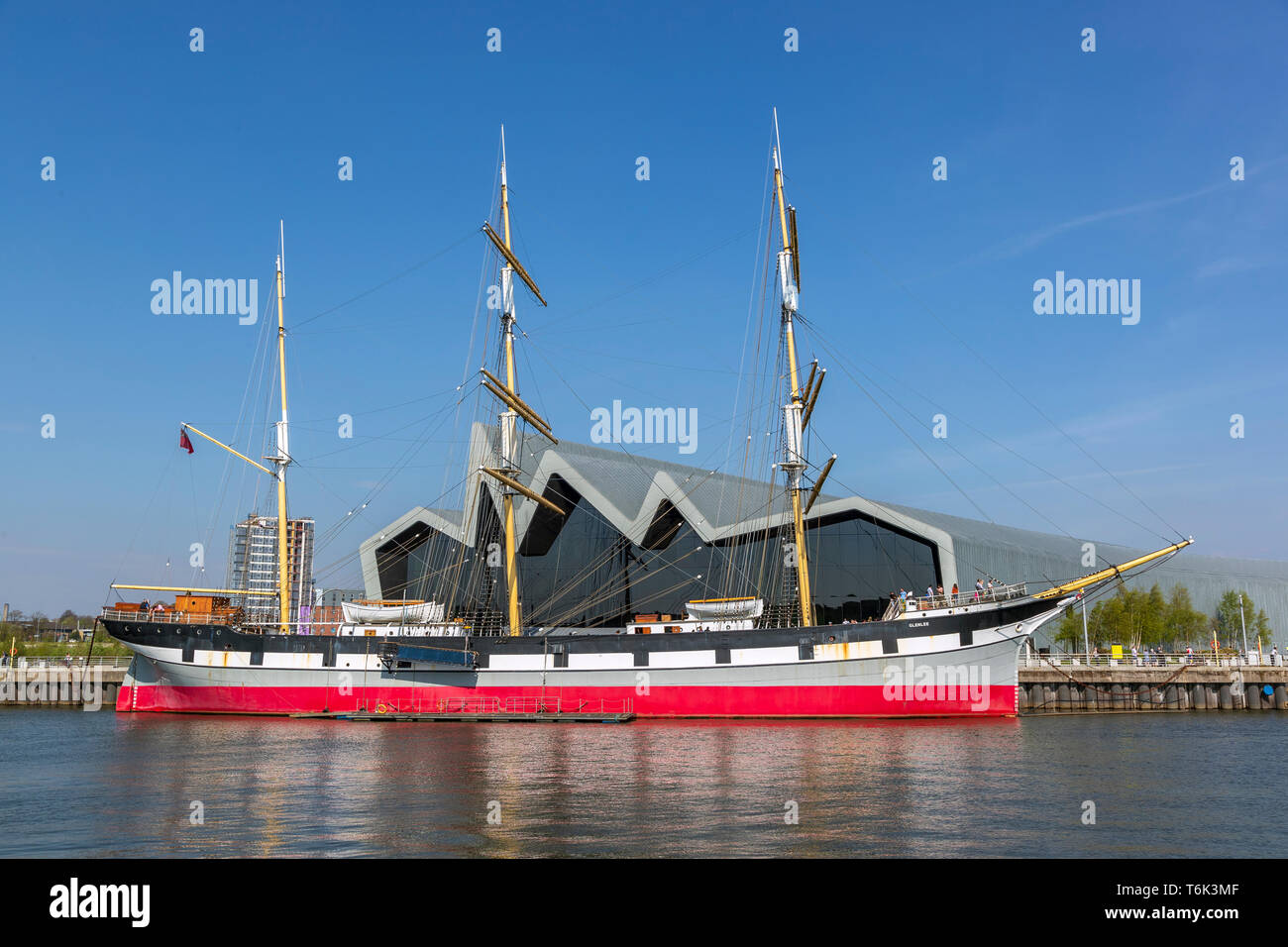 Tall Ship Glenlee, construit en 1896, un trois-mâts barque, à quai maintenant sur la rivière Clyde à la Riverside transport museum, Glasgow, Ecosse, Royaume-Uni Banque D'Images