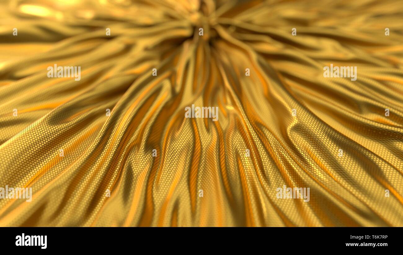 La technologie nano matériau tissu pour de futures conceptions de l'espace hexagonal avec feuille d'or. scructure. 3d illustration Banque D'Images