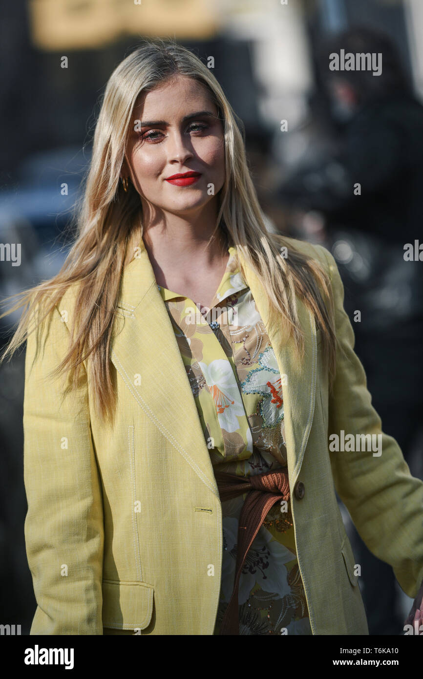 Milan, Italie - 22 Février 2019 : Street style - Valentina Ferragni avant un défilé de mode pendant la Fashion Week de Milan - MFWFW19 Banque D'Images