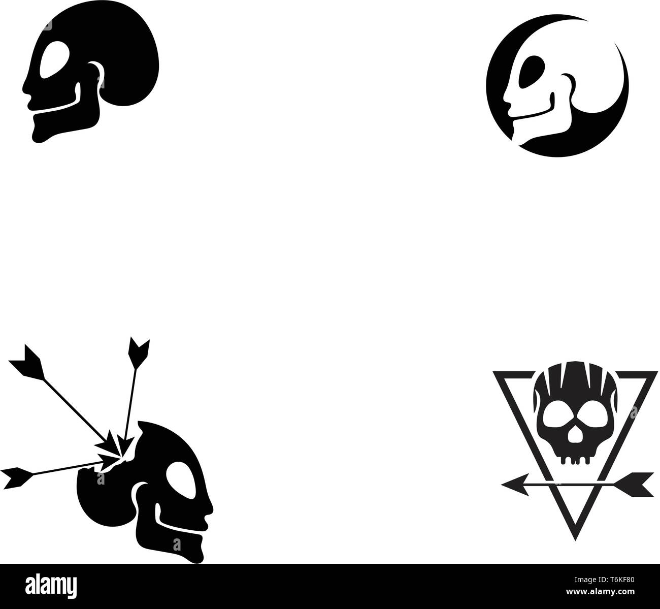 Tête crâne symbole et logo Vector Illustration de Vecteur