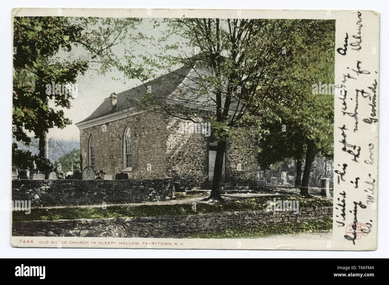 Detroit Publishing Company vintage carte postale de Old Dutch Church dans Sleepy Hollow, Tarrytown, New York, 1914. À partir de la Bibliothèque publique de New York. () Banque D'Images