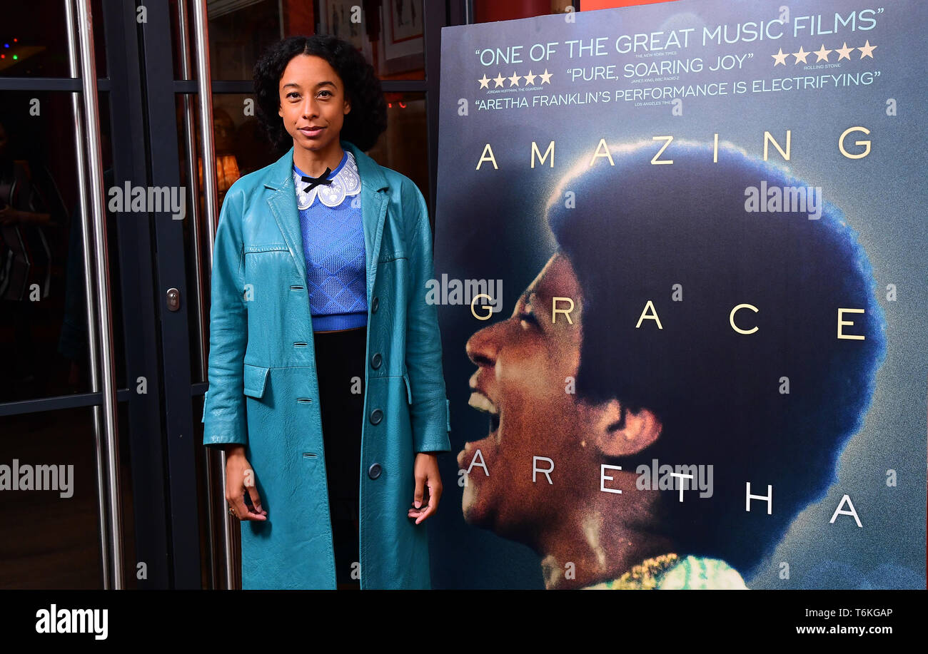 Corinne Bailey Rae assistant à la projection de l'Aretha Franklin film Amazing Grace, à Ham Yard Hotel, Londres. Banque D'Images