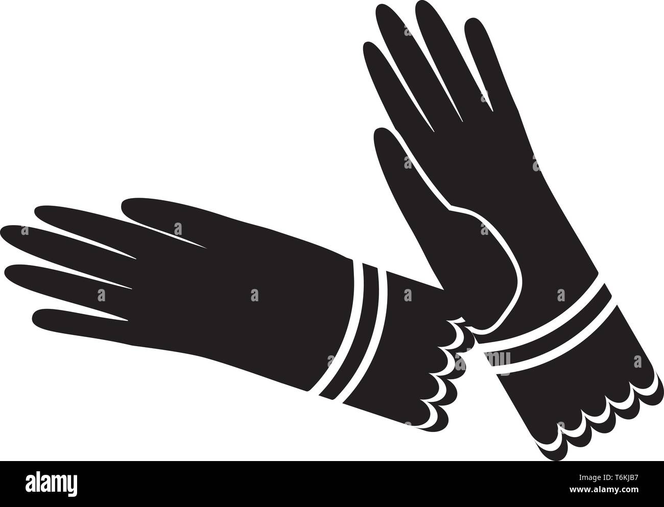 Vintage Victorian era chers gants robe en silhouette vector Illustration de Vecteur