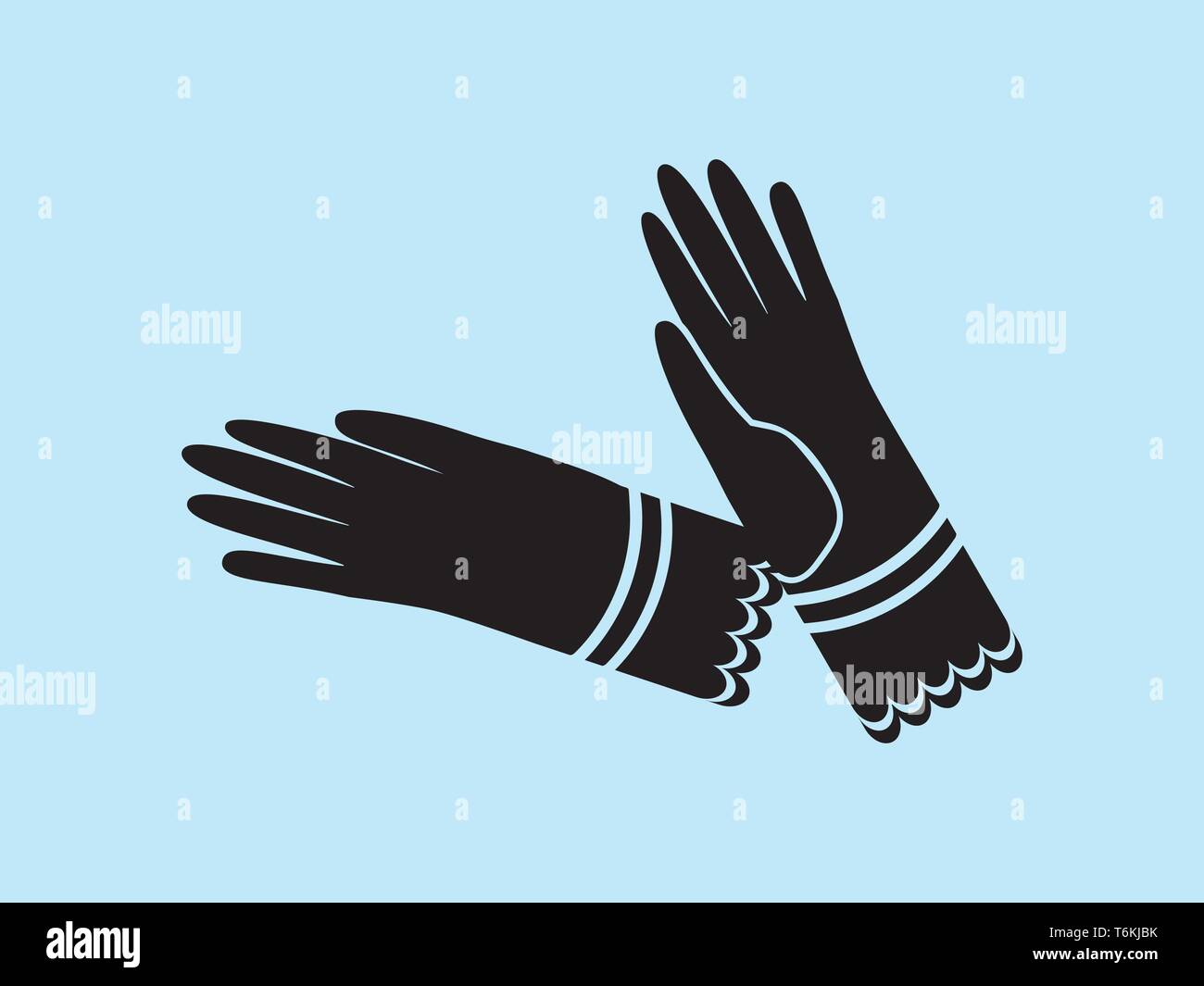 Vintage Victorian era chers gants robe en silhouette vector Illustration de Vecteur