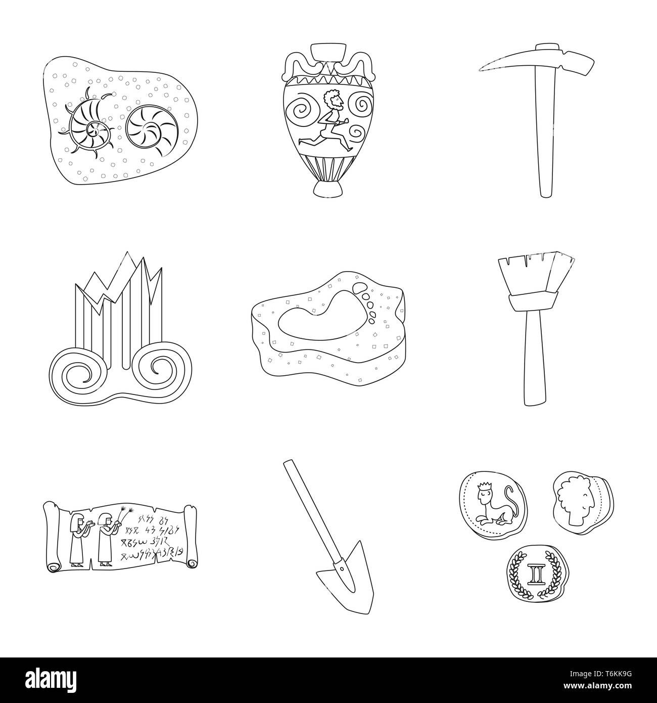 Vector illustration de l'histoire et la recherche d'un logo. Collection d'histoire et de la découverte de l'icône vecteur stock. Illustration de Vecteur