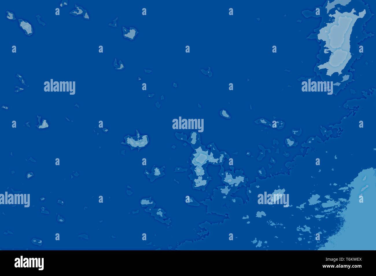 Texture de fond blanc et bleu. Résumé La carte avec le nord littoral, mer, océan, la glace, les montagnes, les nuages. La surface de fantasy planet. Banque D'Images