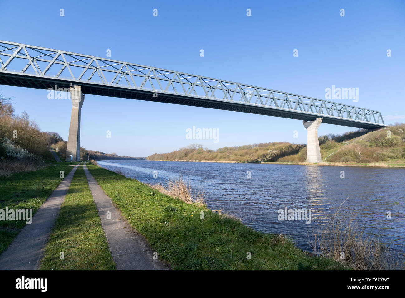 Pont du chemin de fer et le Canal de Kiel plus Grünental Banque D'Images