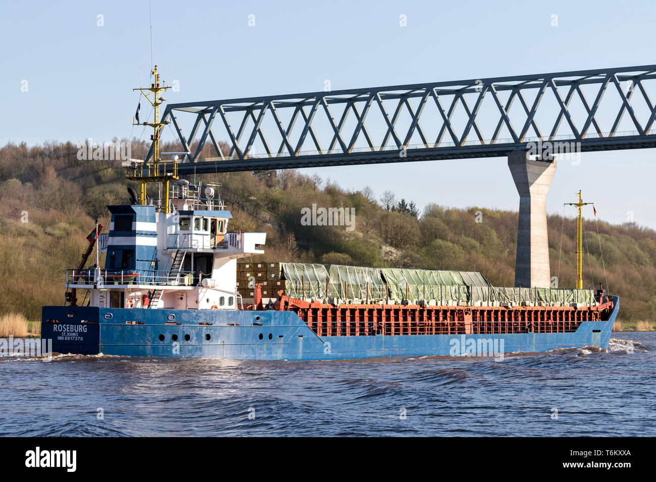 Cargo général ROSEBURG dans le canal de Kiel Banque D'Images
