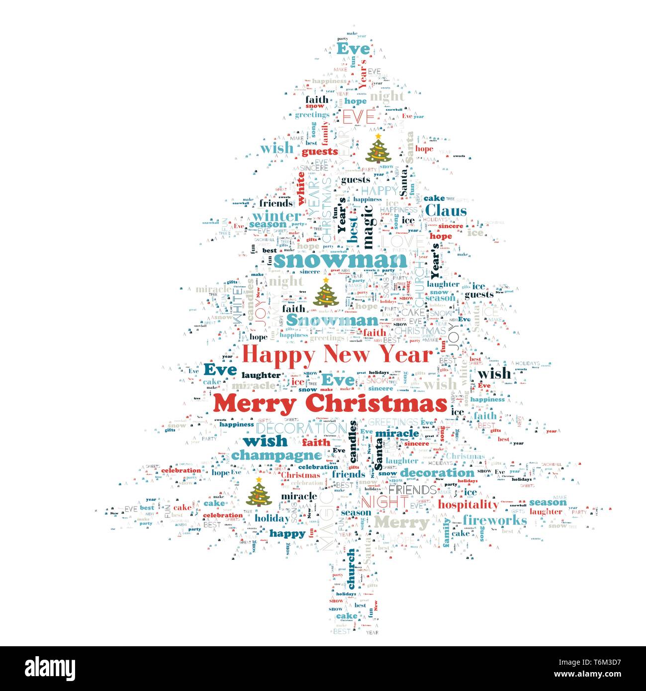 Joyeux Noël Nuage de mots en forme d'arbre Banque D'Images