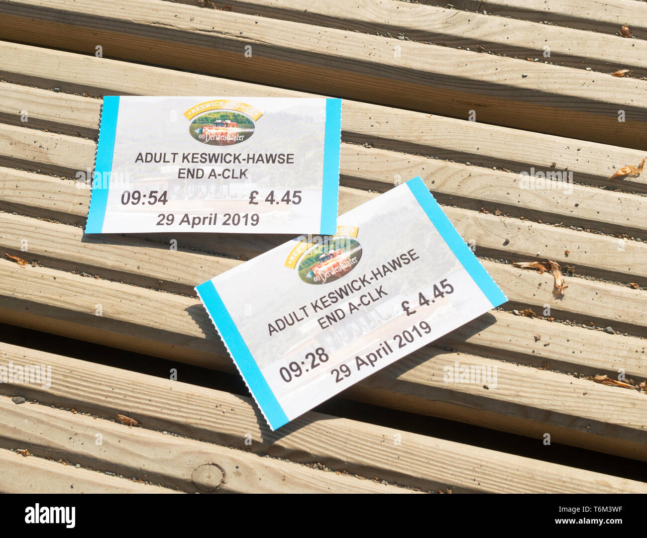 Billets pour le lancement de Keswick traversée en bateau de l'entreprise de Derwentwater Keswick à Hawse Fin, Cumbria, England, UK Banque D'Images