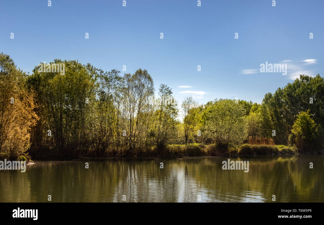 Panorama du lac au printemps, Piémont, Italie Banque D'Images