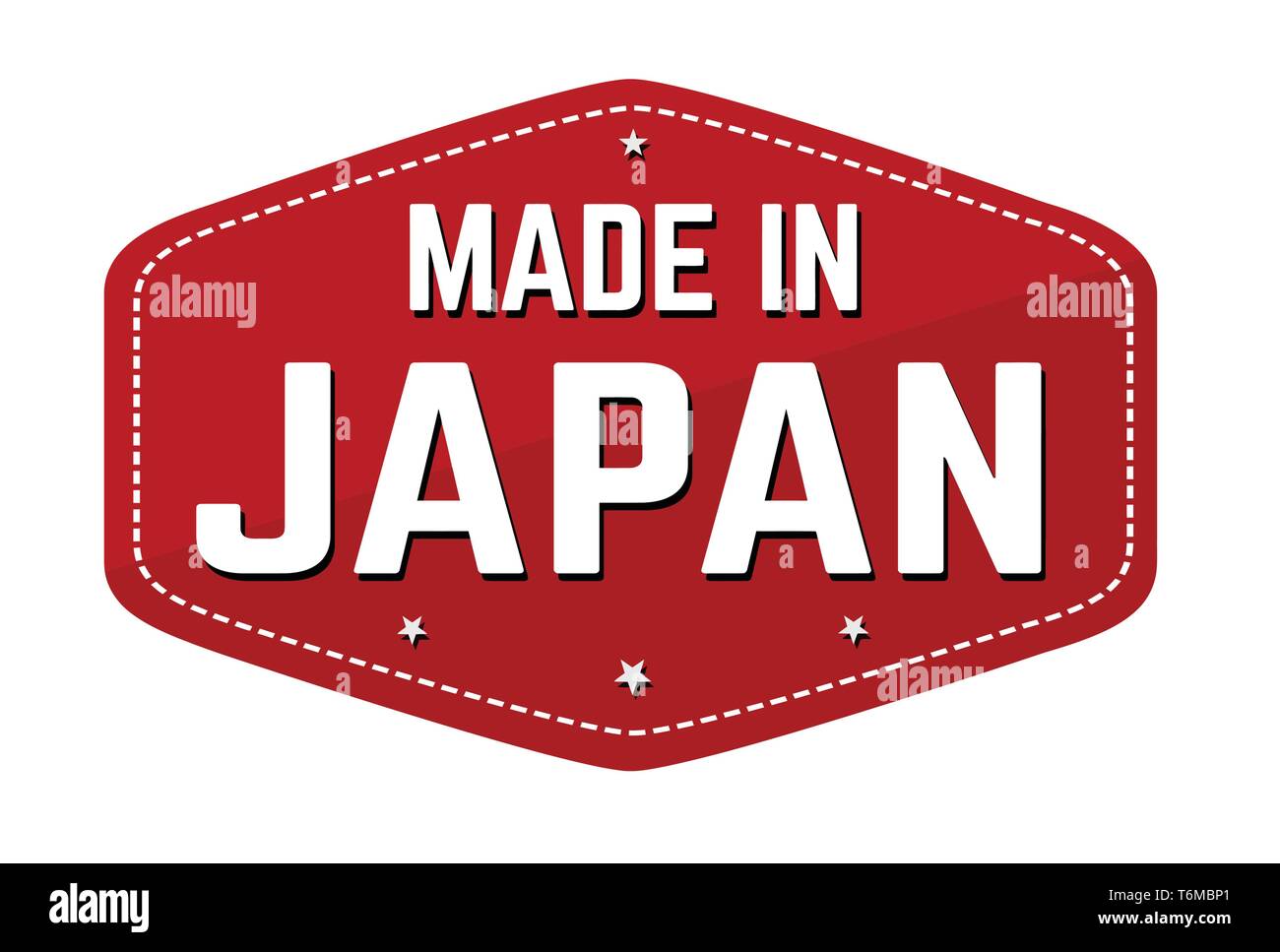 Fabriqué au Japon l'étiquette ou autocollant sur fond blanc, vector illustration Illustration de Vecteur
