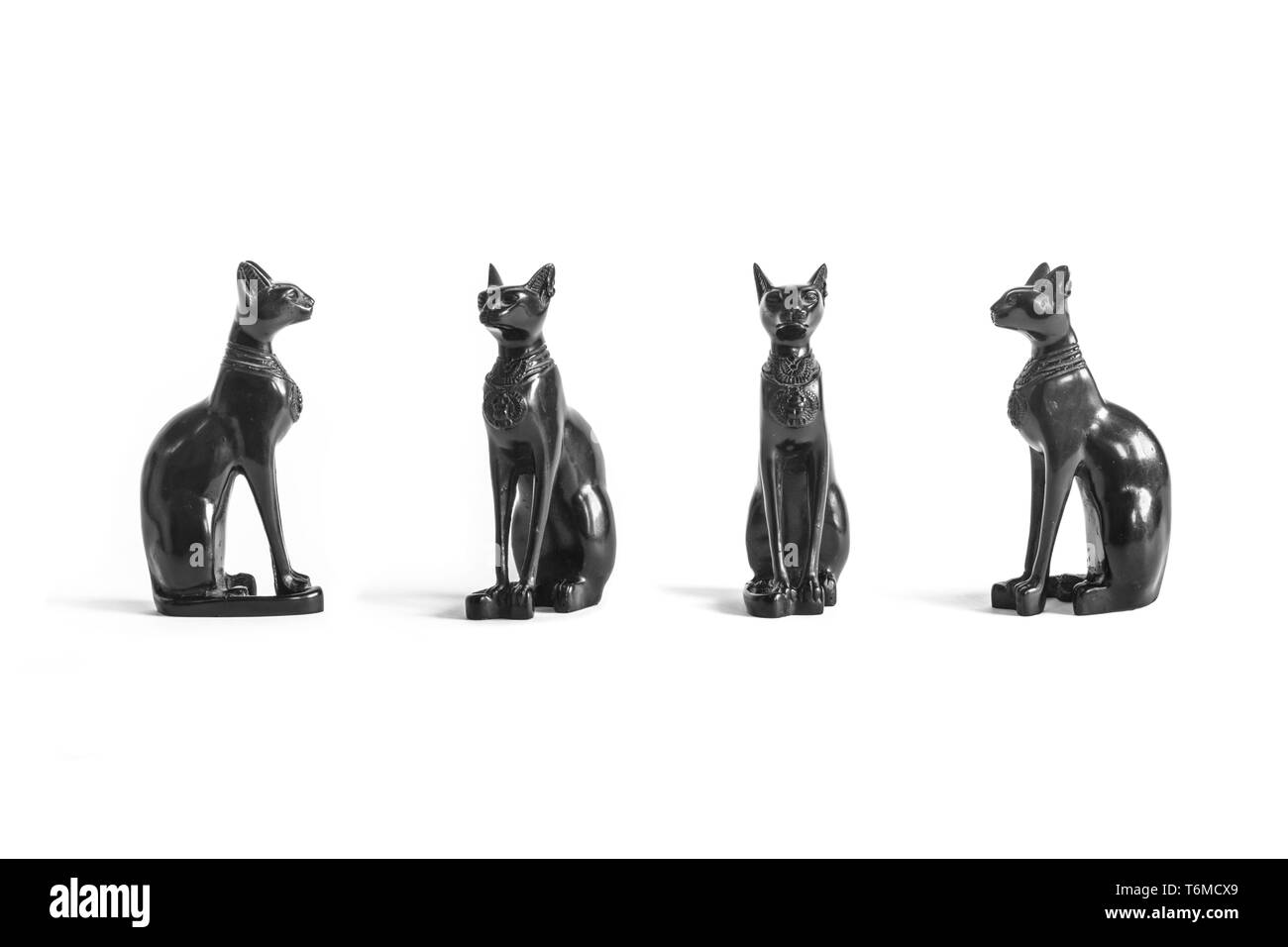 Statues chat isolé sur fond blanc - set Banque D'Images