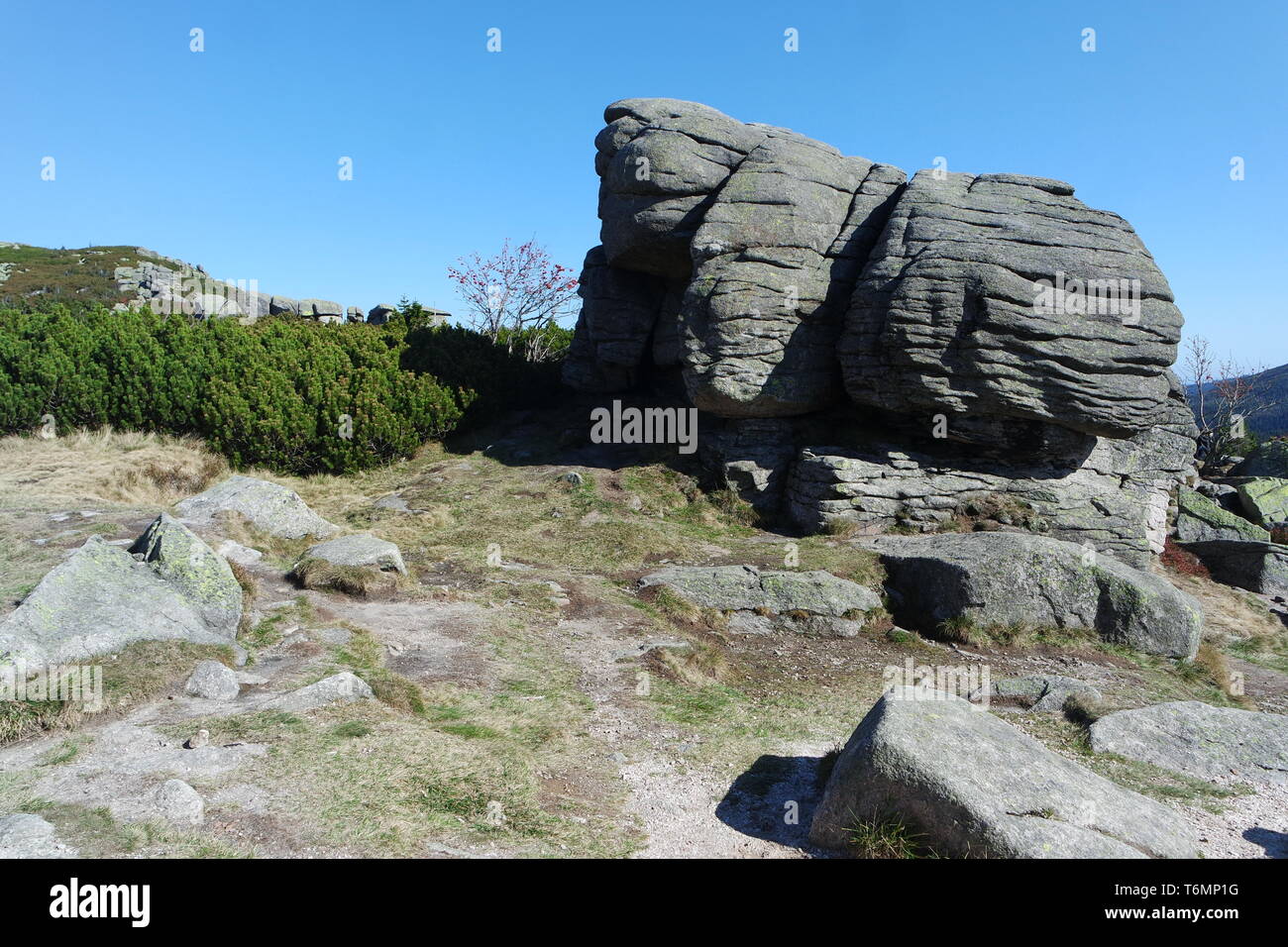 Monts des Géants. Sur les roches de granit, Szrenica Banque D'Images