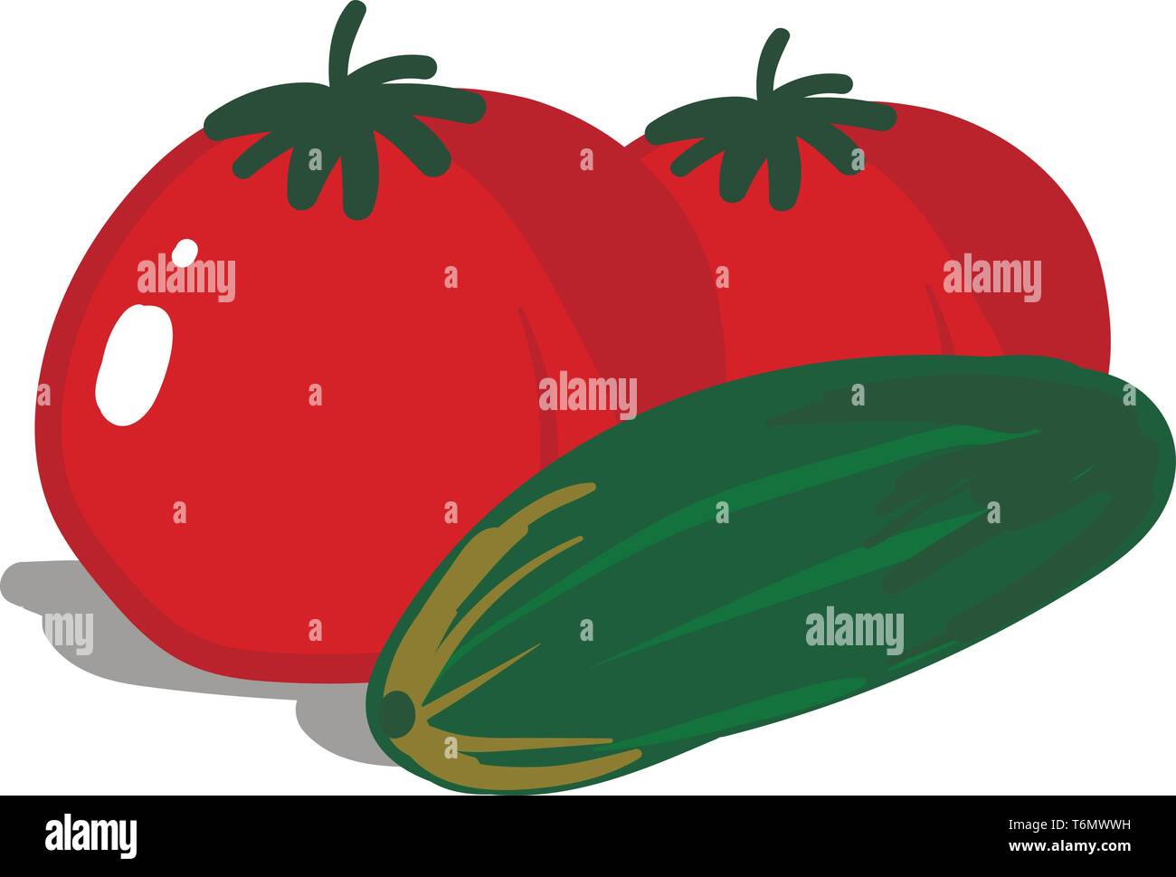 Tomate et concombre frais Illustration de Vecteur