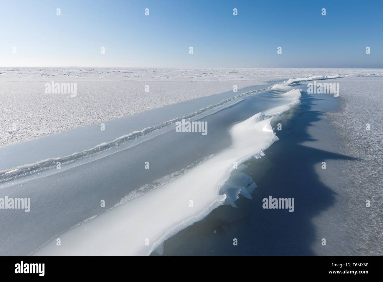 Les glaces au large de la côte de l'île de Vormsi, Estonie Banque D'Images