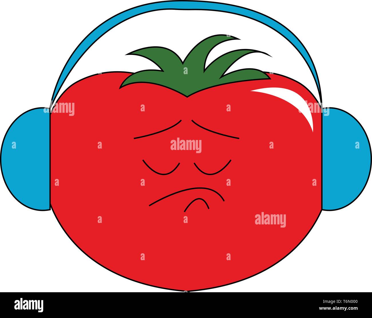 Un dessin animé avec un casque bleu tomate qui semble être triste vector dessin en couleur ou de l'illustration Illustration de Vecteur