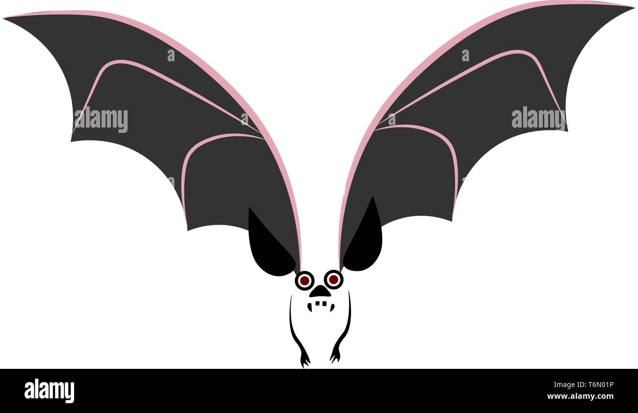 Une chauve-souris avec de grandes ailes et un vecteur yeux largement ouverts dessin en couleur ou de l'illustration Illustration de Vecteur