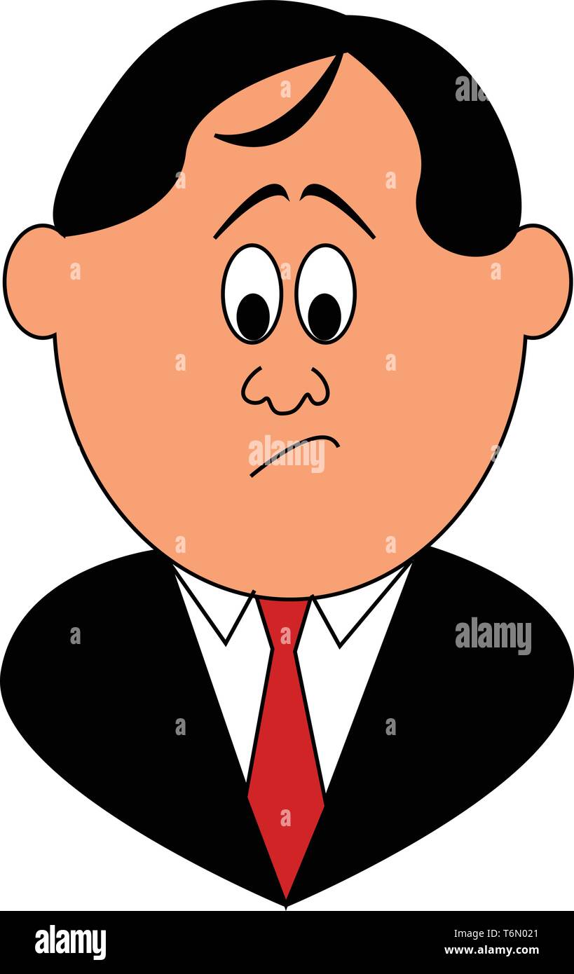 Un homme d'affaires dans un manteau noir et une cravate rouge semble s'inquiéter vector dessin en couleur ou de l'illustration Illustration de Vecteur