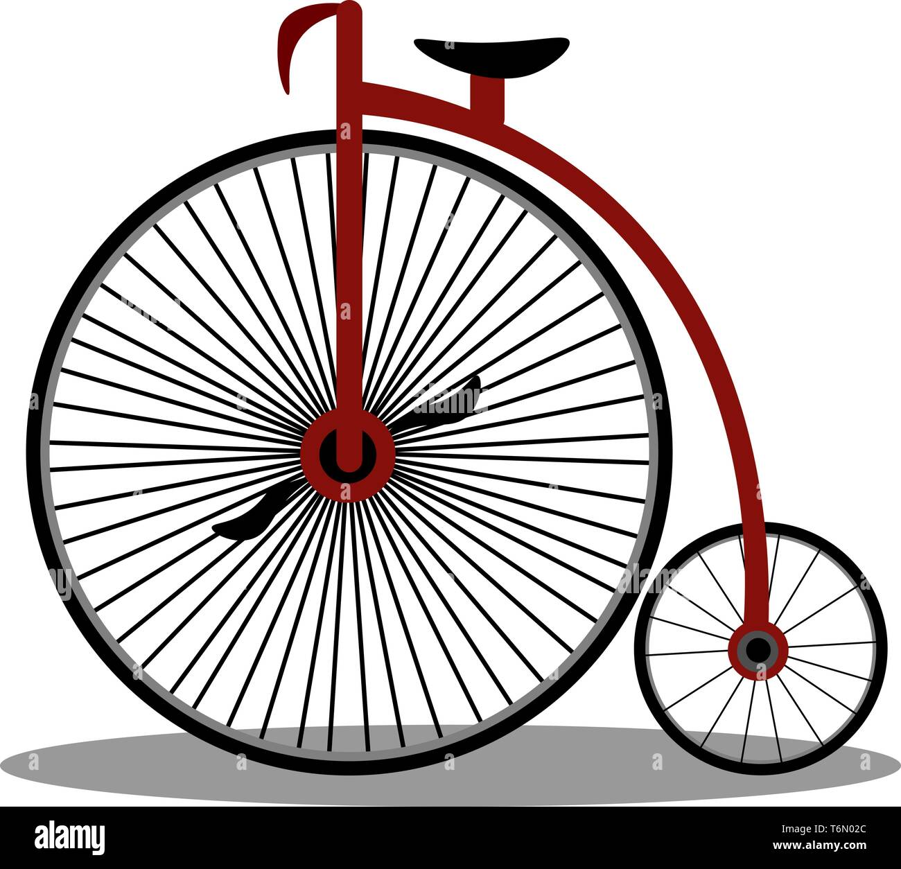 Un vieux vélo traditionnel avec une grande roue et une petite roue de  couleur ou de dessin vectoriel illustration Image Vectorielle Stock - Alamy