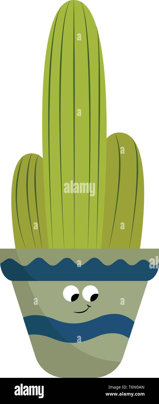 Un groupe de trois cactus dans un pot sans une fleur vector dessin en couleur ou de l'illustration Illustration de Vecteur