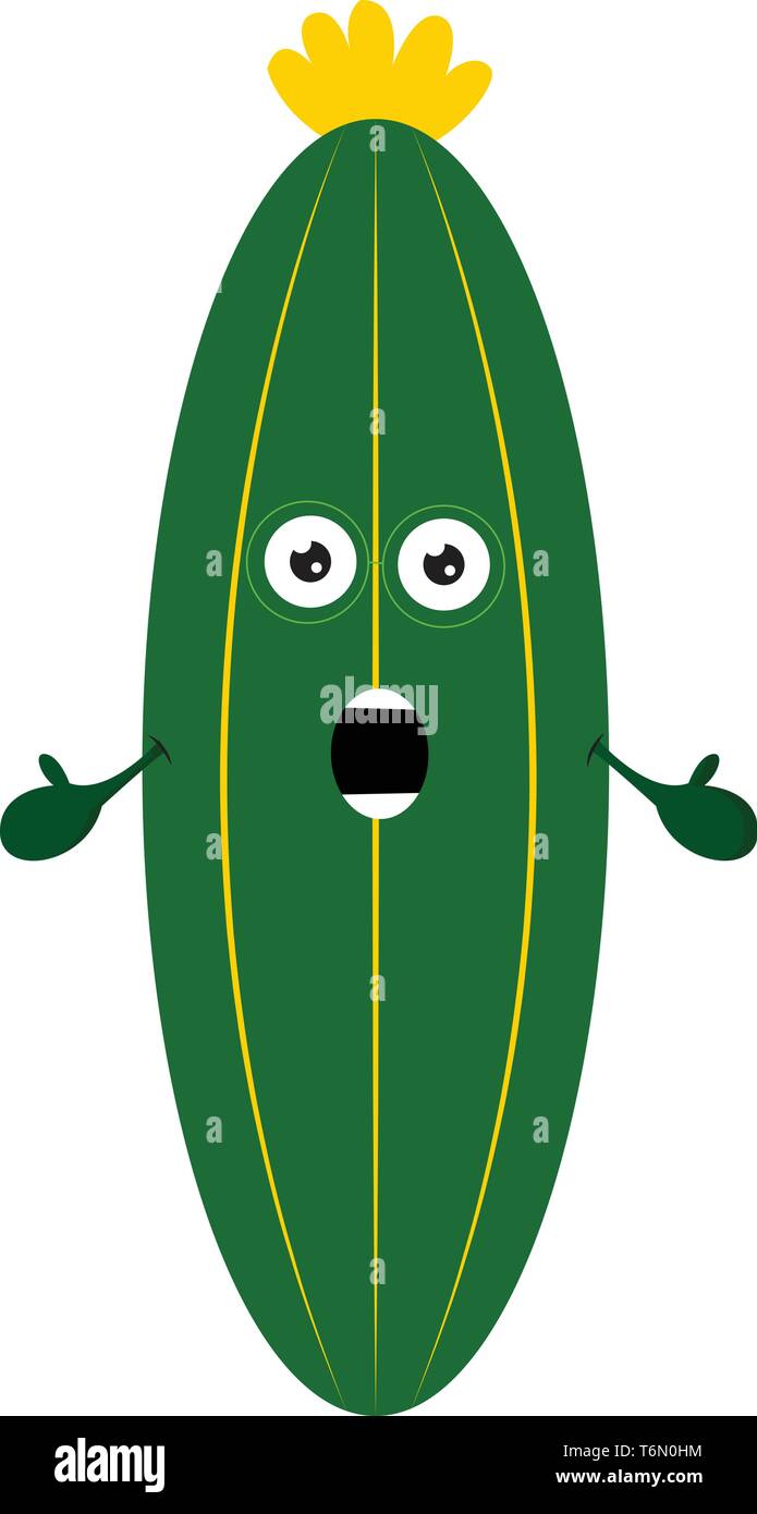 Un concombre avec deux mains donnant expression choquée vector dessin en couleur ou de l'illustration Illustration de Vecteur