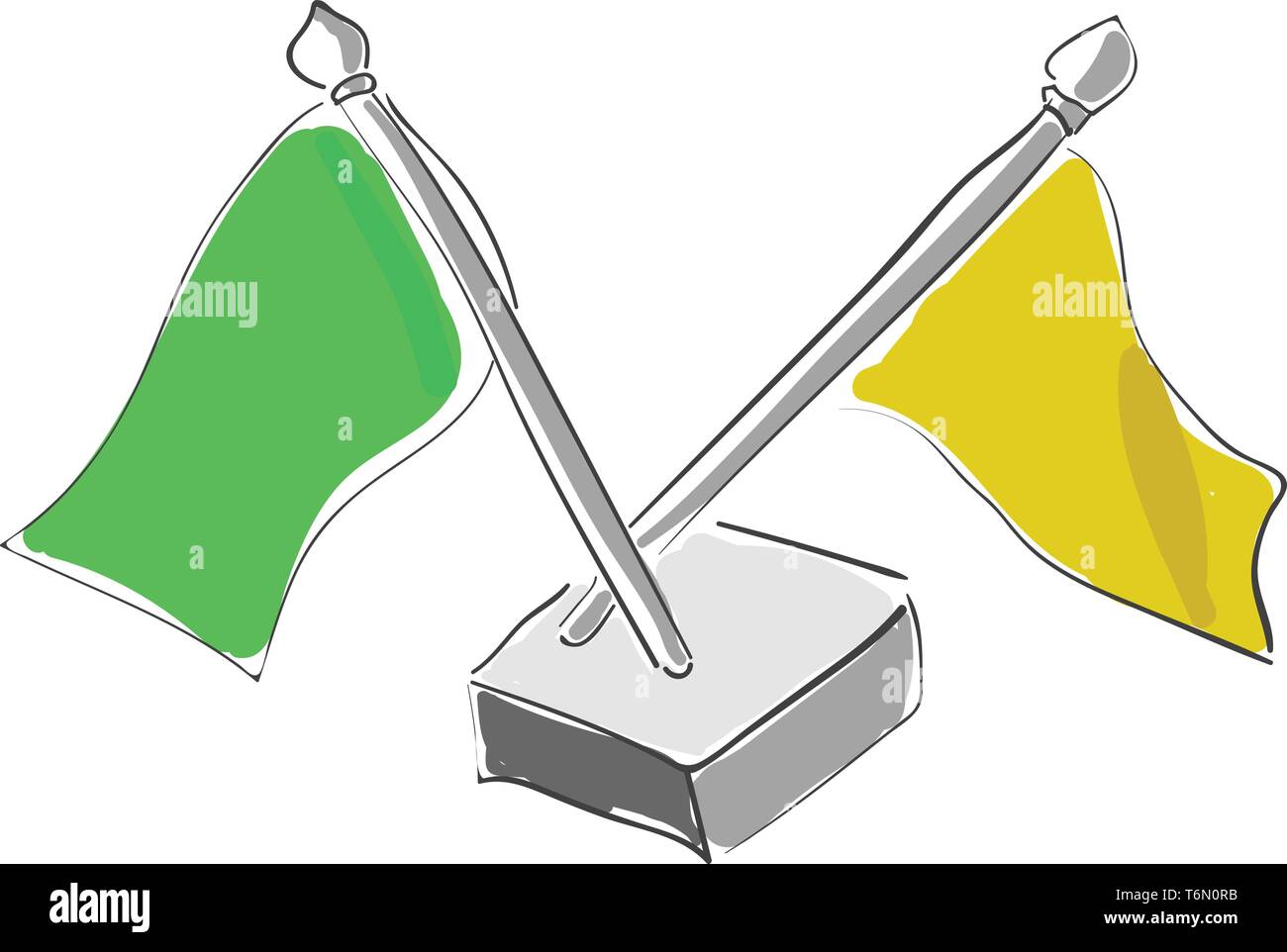 Les drapeaux des deux nations avec une en vert et une autre de couleur jaune vector dessin en couleur ou de l'illustration Illustration de Vecteur