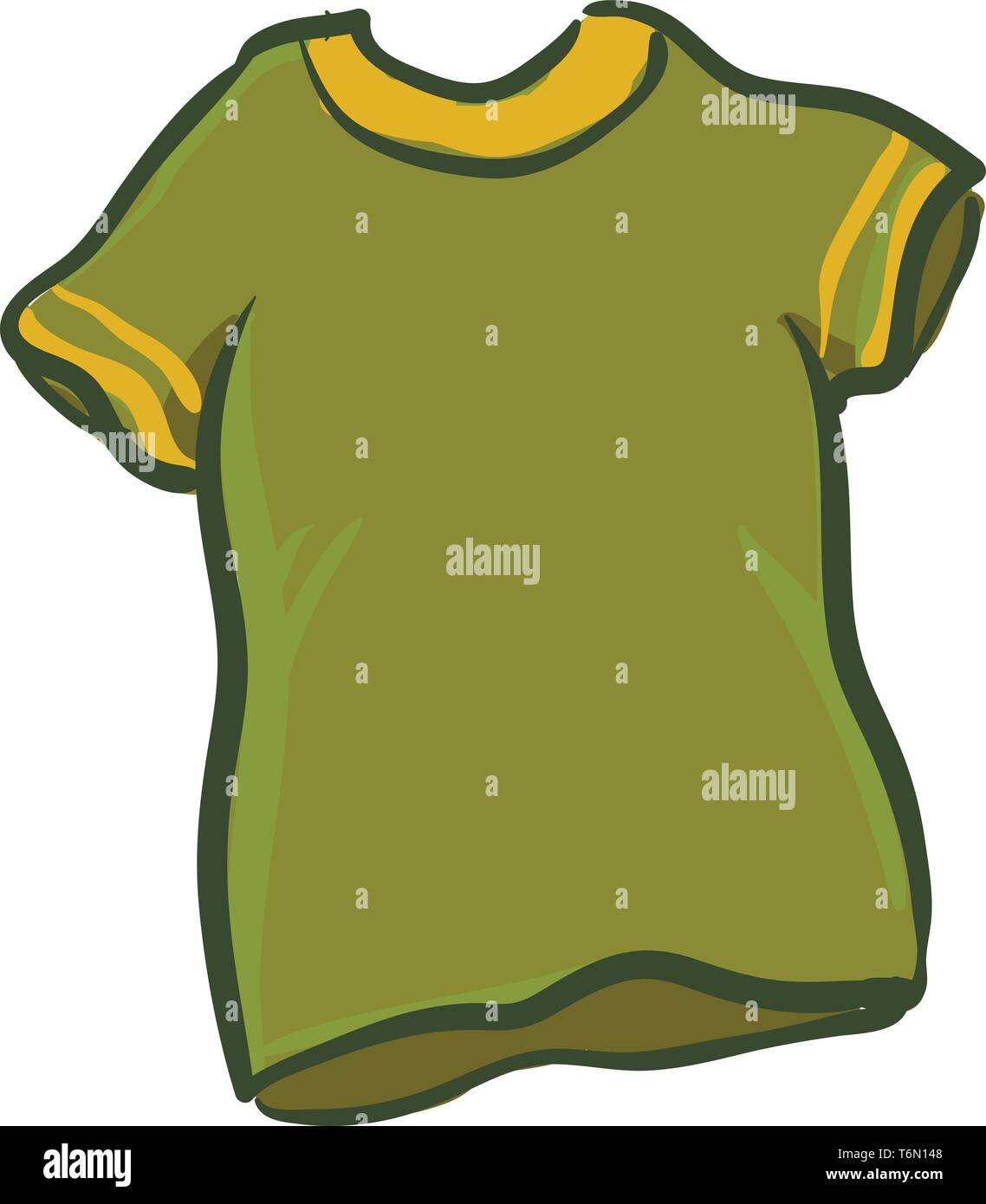 Un confortable t-shirt vert avec collier jaune vector dessin en couleur ou de l'illustration Illustration de Vecteur